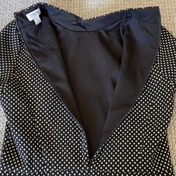 J. Crew Womens 2 Dress Black White with Gold Filigree Sparkle Size 2 Midi - Picture 3 of 13
